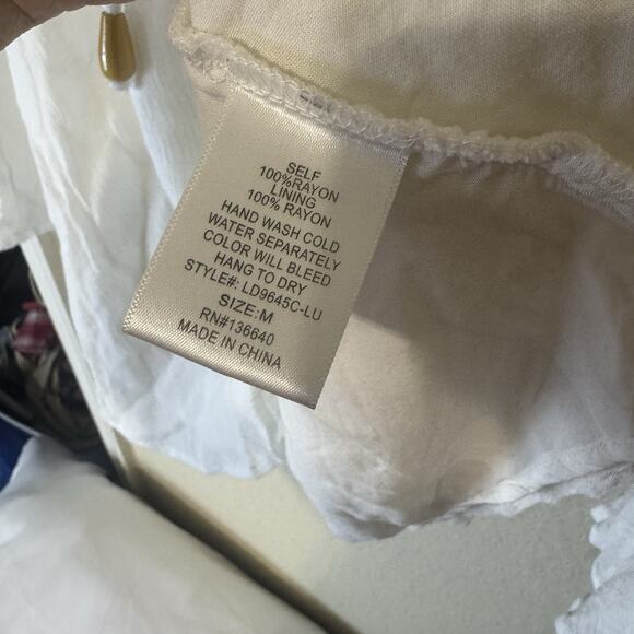 DRESS Lulus my bell-loved ivory embroidered Mini dress Tunic Lace Up Neckline S - Picture 5 of 10